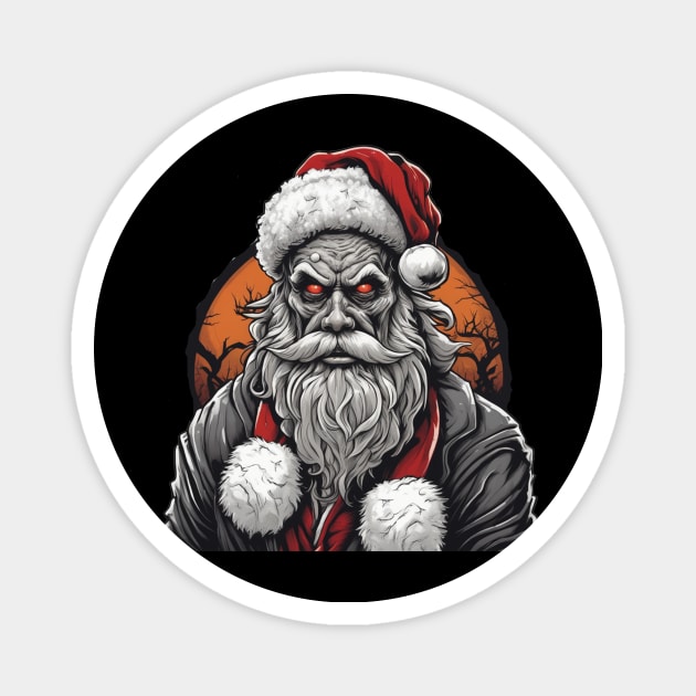 Zombie santa evil red eye design Magnet by Edgi